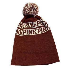 Victoria Secret Pink Maroon‎ Winter Beanie Hat Warm Adult Size Fits All